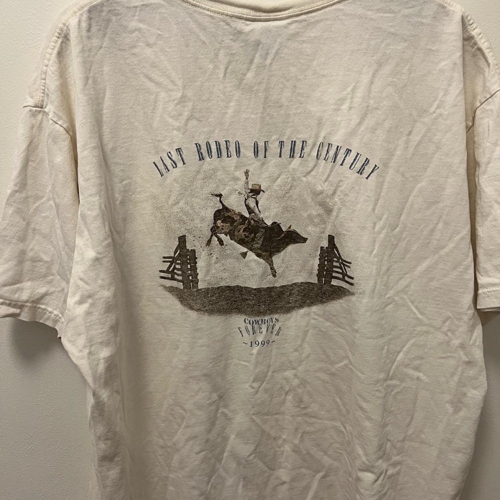 1999 Port and Company Cream Cowboys Forever Graphic Tee